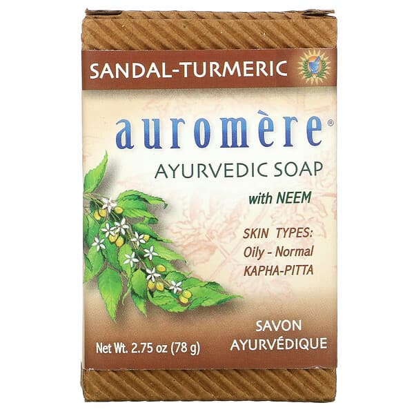 Auromere, Ayurvedic Soap, with Neem, Sandal-Turmeric, 2.75 oz (78 g)