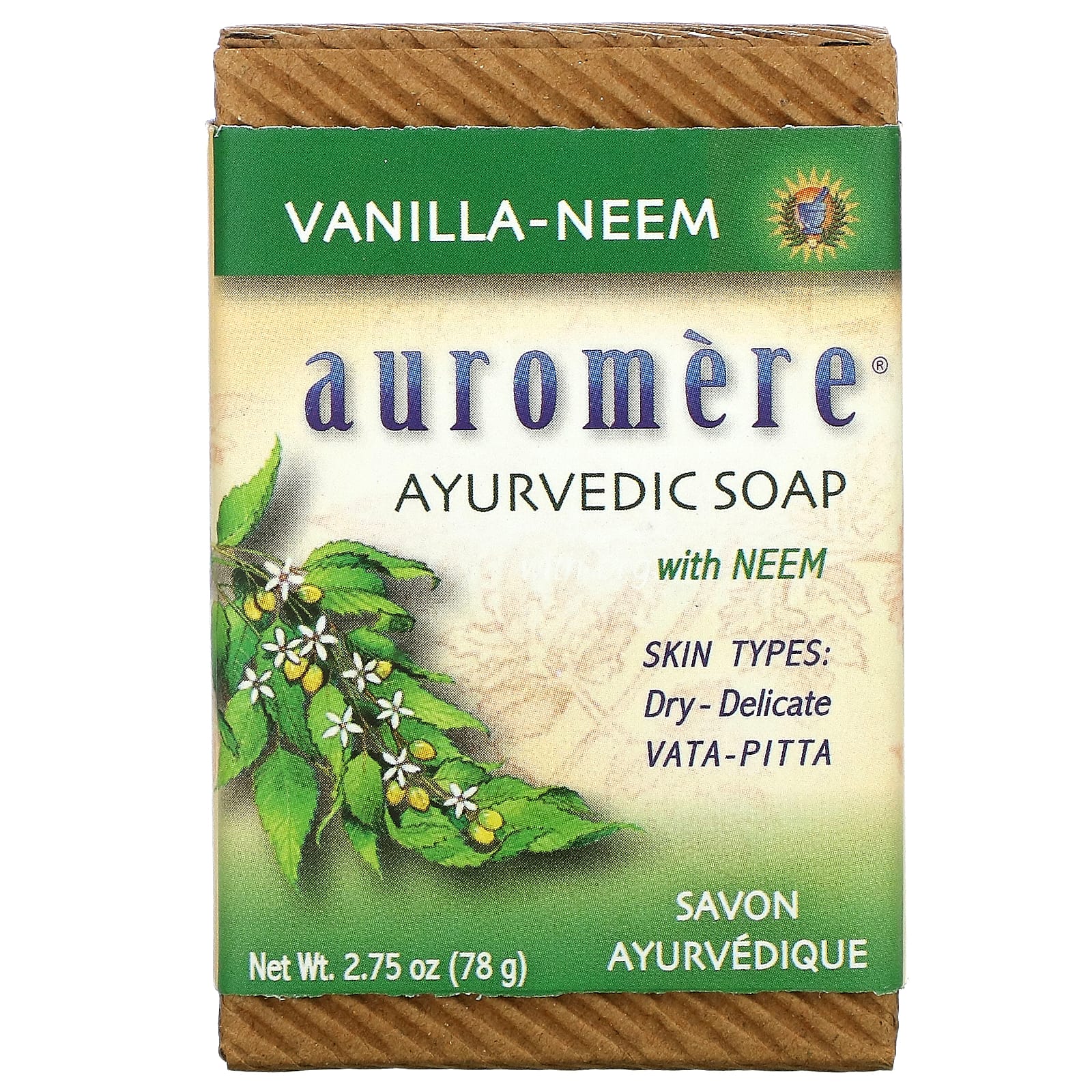 Auromere, Ayurvedic Bar Soap with Neem, VanillaNeem, 2.75 oz (78 g)