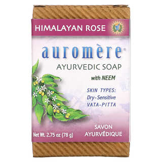Auromere, 阿育吠陀块皂，含印楝、喜马拉雅玫瑰，2.75 盎司（78 克）