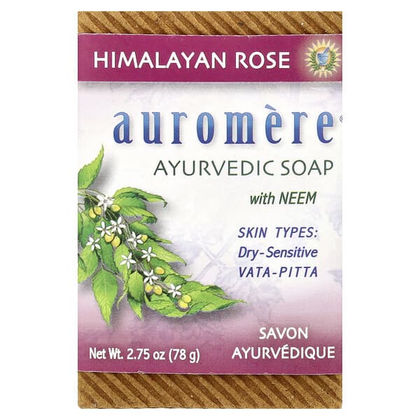 Auromere, 아유르베다 비누, 님 함유, 히말라야 장미, 78g(2.75oz)