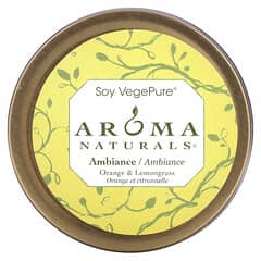 Aroma Naturals‏, נר סויה VegePure בפחית לטיולים, אווירה, תפוז ולימונית, 79.38 גרם (2.8 אונקיות)