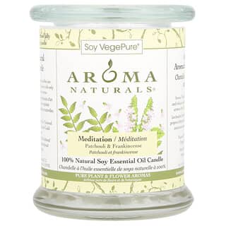 Aroma Naturals, Soy VegePure, Vela con aceite esencial de soya 100 % natural, Meditación, Pachuli y árbol del incienso, 260 g (8,8 oz)