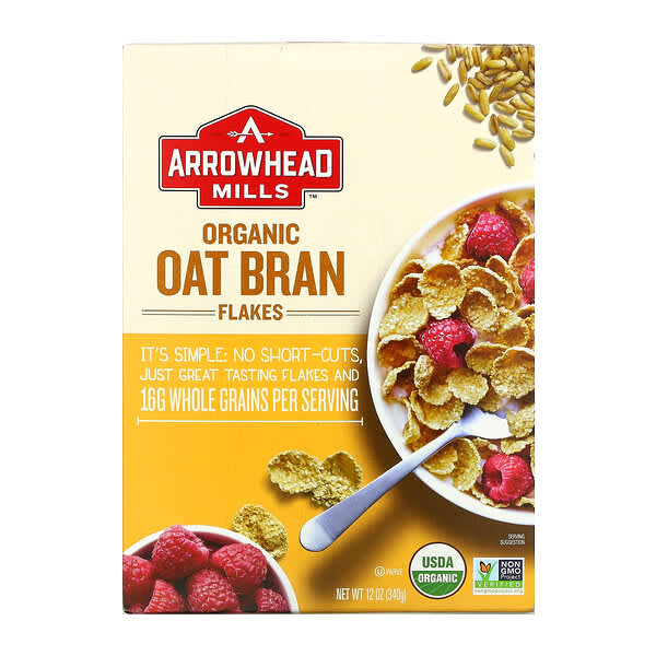 Arrowhead Mills, Organic Oat Bran Flakes, 12 oz (340 g)