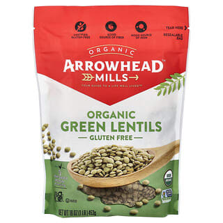 Arrowhead Mills, Organic Green Lentils, Gluten Free, 16 oz (454 g)