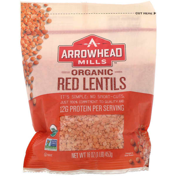 Arrowhead Mills, Lentejas rojas orgánicas, 453 g (16 oz)