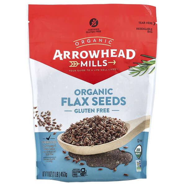 Arrowhead Mills, Organic Flax Seeds, Gluten Free, 1 lb (453 g)