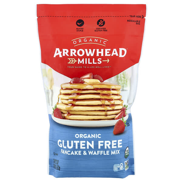 Arrowhead Mills, Βιολογικό μείγμα για τηγανίτες και βάφλες χωρίς γλουτένη, 623 γρ.
