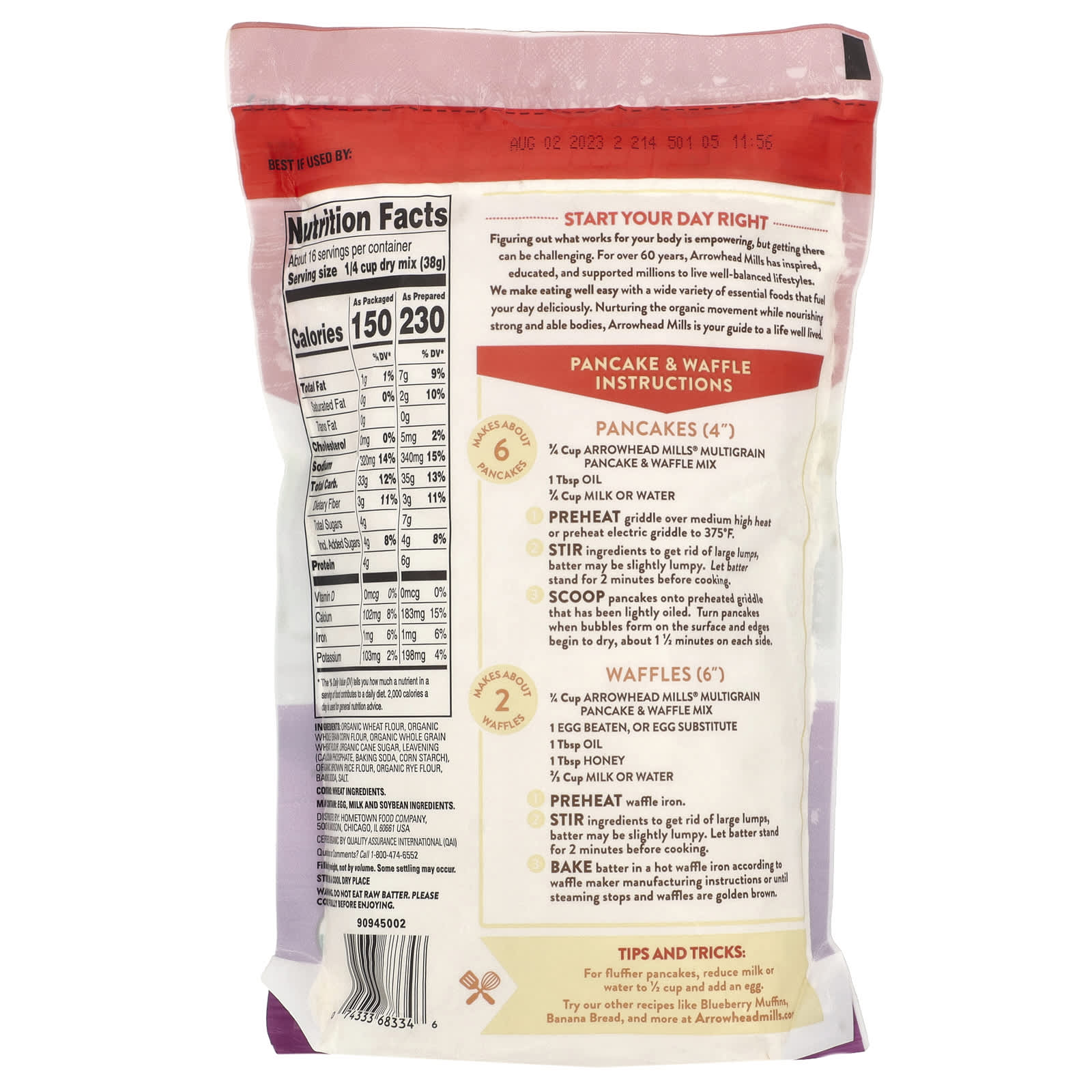 Arrowhead Mills, Organic Multigrain Pancake & Waffle Mix, 22 oz (623 g)