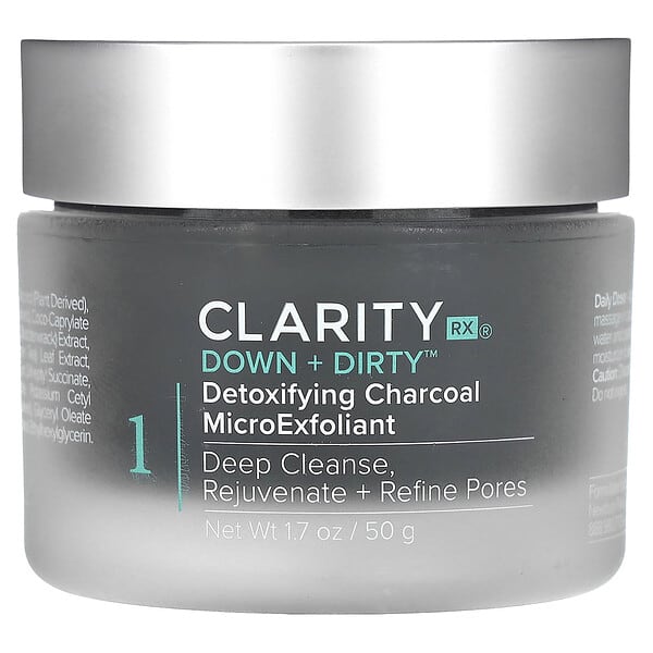 ClarityRx, 다운 + 더티, 해독 작용 숯 미세 각질 제거, 50g(1.7oz)