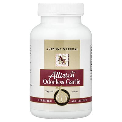 Arizona Natural, Allirich™ Deodorized Garlic, 200 Capsules (170 mg per capsule)