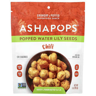 AshaPops LLC, Popped Water Lily Seeds, gepoppte Seerosensamen, Chili, 28 g (1 oz.)