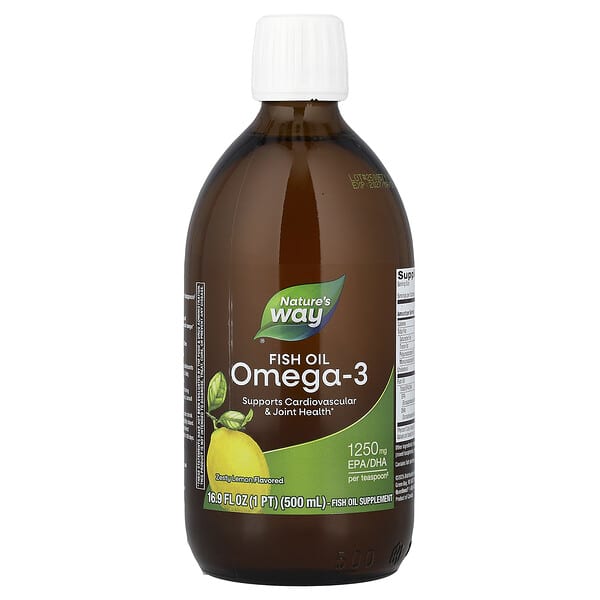 Nature's Way, 魚油 Omega-3，檸檬味，16.9 液量盎司（500 毫升）