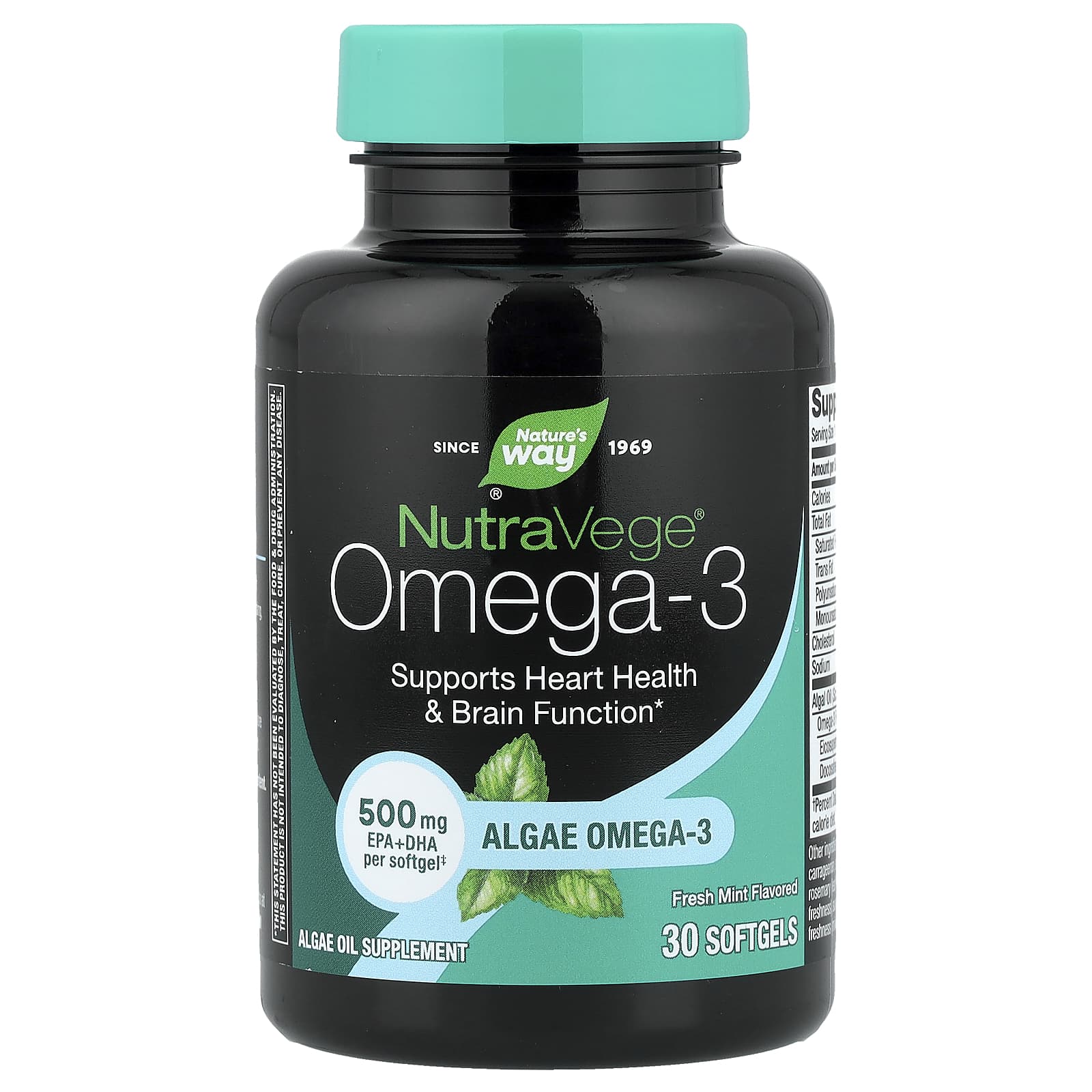 NutraVege®, Omega-3, Fresh Mint, 500 mg, 30 Softgels