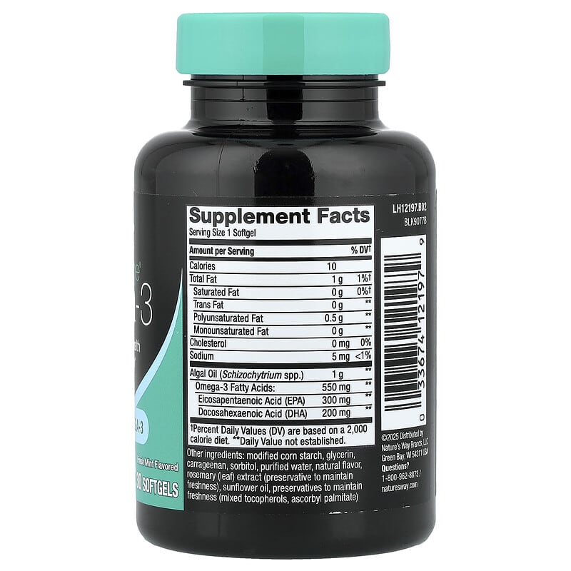 NutraVege®, Omega-3, Fresh Mint, 500 mg, 30 Softgels