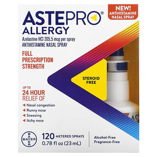ASTEPRO, Allergy, 항히스타민제 비강 스프레이, 향료 무함유, 23ml(0.78fl oz)
