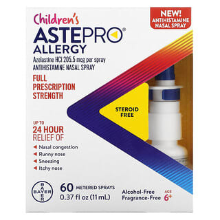 ASTEPRO, 어린이용 알레르기, 항히스타민제 비강 스프레이, 만 6세 이상, 향료 무함유, 11ml(0.37fl oz)