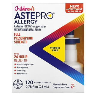 ASTEPRO, Anti-histamínico para crianças, spray nasal, acima de 6 anos, sem perfume, 23 ml (0,78 fl oz)
