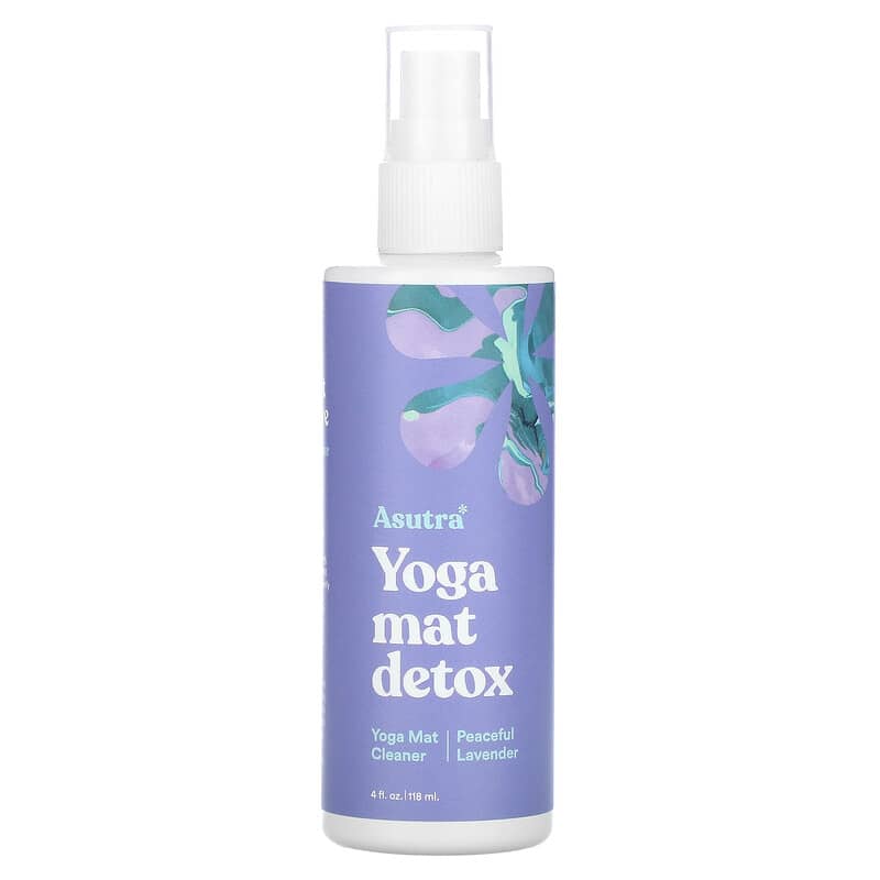 Asutra Yoga Mat Detox Yoga Mat Cleaner Peaceful Lavender 4 fl oz (118 ml)