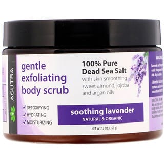 Asutra, Gentle Exfoliating Body Scrub, 100% Pure Dead Sea Salt, Soothing Lavender, 12 oz (350 g)