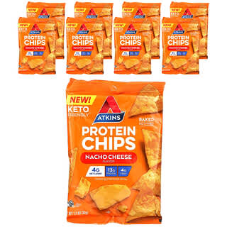 Atkins, Protein Chips, Nacho Cheese, 8 Bags, 1.1 oz (32 g) Each