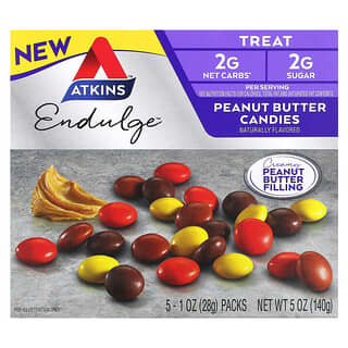 أتكينز‏, Endulge ، حلوى زبدة الفول السوداني ، 5 ألواح ، 1 أونصة (28 جم) لكل لوح