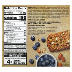 Atkins, Soft Baked Energy Bar, Blueberry, 5 Bars, 1.76 oz (50 g) Each