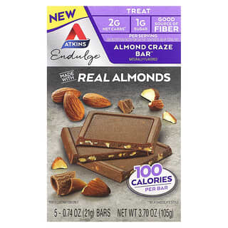 Atkins, Endulge, Almond Craze Bar, 5 Bars, 0.74 oz (21 g) Each