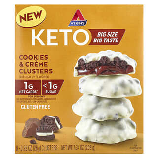 Atkins, Keto Cookies & Creme Clusters, 8 Clusters, 0.92 oz (26 g) Each