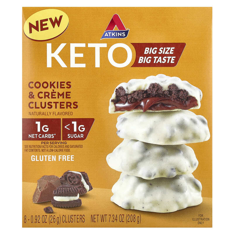 ケトクッキー＆クリームクラスター、8個入り、各26g（0.92オンス）