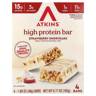 Atkins, Barre protéinée, Sablé à la fraise, 4 barres, 48 g pièce