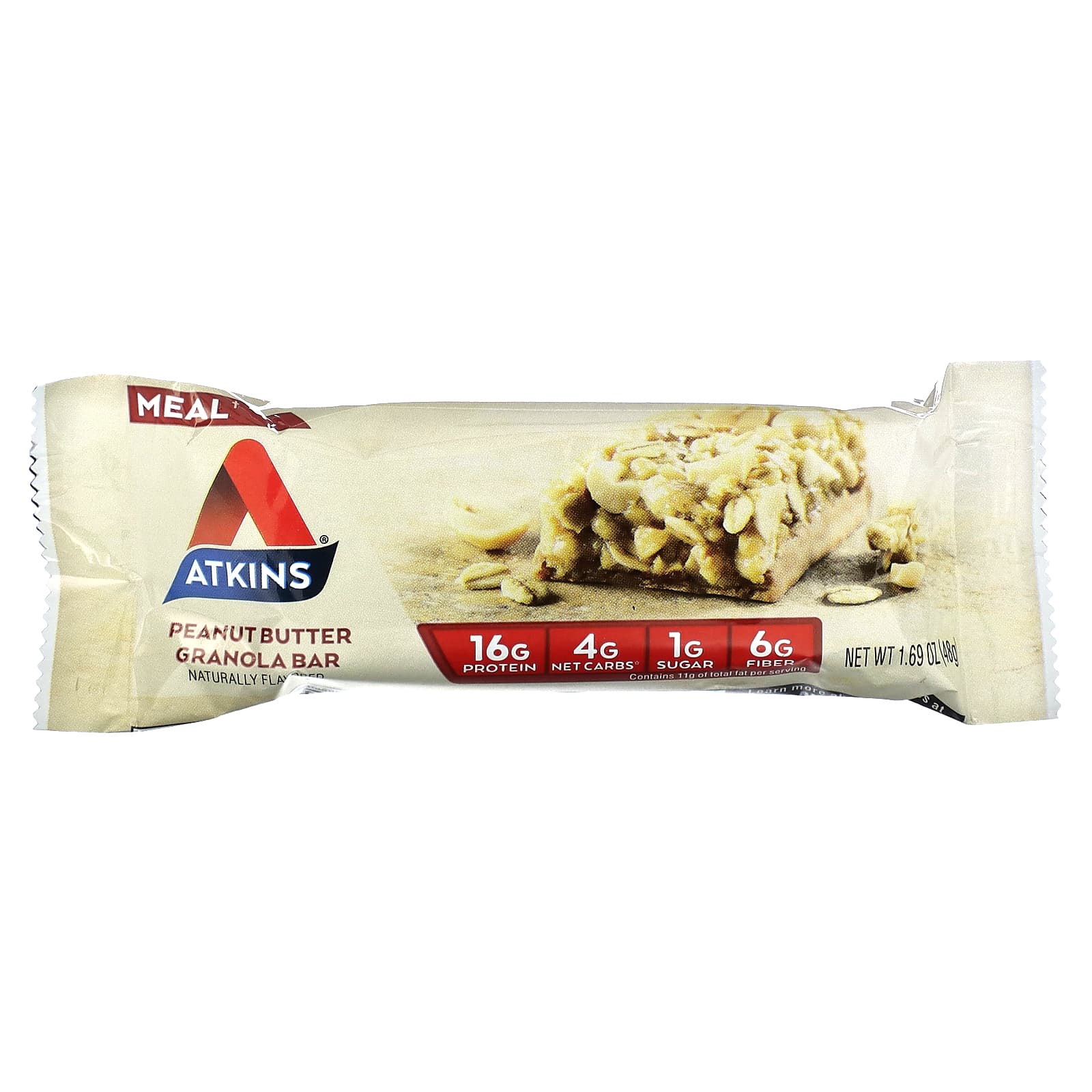 Atkins, Protein Meal Bar, Peanut Butter Granola, 5 Bars, 1.69 oz (48 g