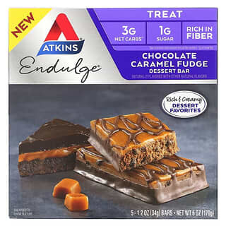 Atkins, Endulge, шоколадные батончики с карамельной помадкой, 5 шт., 34 г (1,2 унции) каждый
