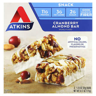 Atkins, Snack, Cranberry Almond Bar, 5 Bars, 1.23 oz (35 g) Each