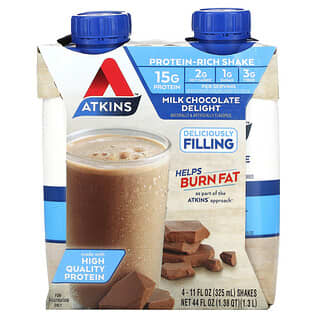 Atkins, Protein-Rich Shake, Milk Chocolate Delight, 4 Shakes, 11 fl oz (325 ml) Each