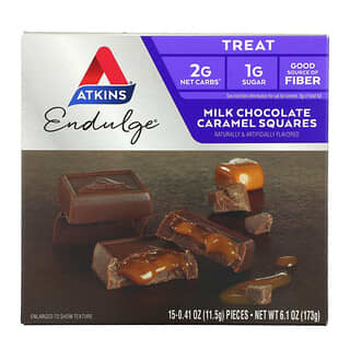 Atkins, Leckerbissen, Milchschokolade-Karamell-Quadrate, 15 Stück, je 11,5 g (0,41 oz.)