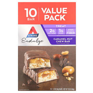 Atkins, Endulge, Caramel Nut Chew Bar, 10 Bars, 1.2 oz (32 g) Each