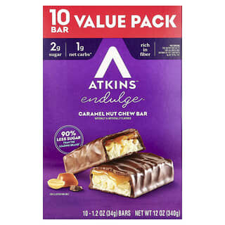Atkins, Endulge, Barre de friandise au caramel et aux noix, 10 barres, 32 g pièce