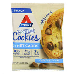 Atkins, Snack, Protein Cookies, Chocolate Chip, 4 Cookies, 1.38 oz (39 ...