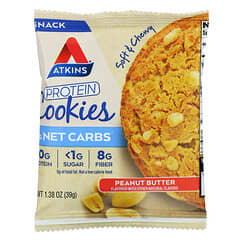 Atkins, Bocadillo, Galletas proteicas, Mantequilla de maní, 4 galletas, 39 g (1,38 oz) cada una