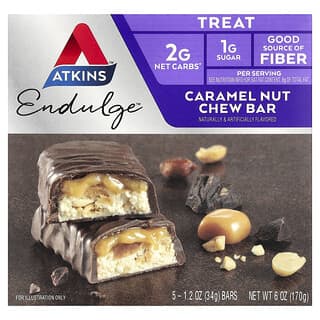 Atkins, Endulge™（エンダルジ）、キャラメル ナッツ チュー バー、5本、各34g（1.2オンス）