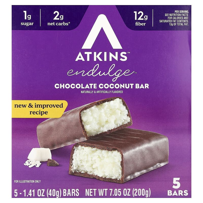 Endulge™（エンダルジ）、チョコレートココナッツバー、5本入り、各40g