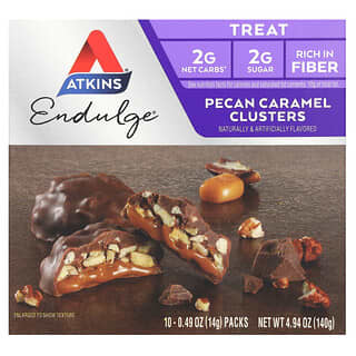 Atkins, Endulge, Bocadillos de caramelo y pacanas, 10 paquetes, 14 g (0,49 oz) cada uno