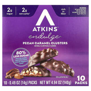 Atkins, Endulge, Pecan Caramel Clusters, 10 Packs, 0.49 oz (14 g) Each