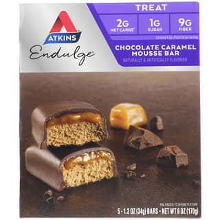 Atkins, اندولجي، أشرطة قشدة الكراميل شوكولاته ، 5 بارات، 1.2 أونصة (34 غرام) لكل بار
