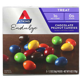 Atkins, Endulge, Caramelos de chocolate y maní, 5 paquetes, 34 g (1,2 oz) cada uno