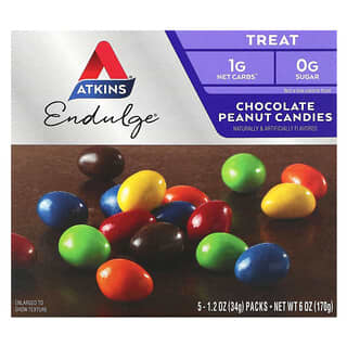 Atkins, Endulge, Schokolade-Erdnuss-Bonbons, 5 Päckchen, je 34 g (1,2 oz.)