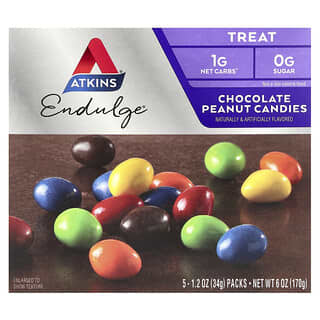 Atkins, Endulge, Bonbons au chocolat et aux cacahuètes, 5 sachets, 34 g pièce