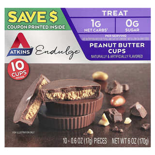 Atkins, Endulge™, Peanut Butter Cups, 10 filiżanek po 17 g