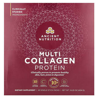 Ancient Nutrition, Multi Collagen Protein, 40 Single Stick Pack, 0,36 uncia (10,1 g) egyenként