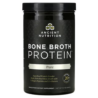 Dr. Axe / Ancient Nutrition, بروتين مرق العظام Bone Broth Protein، نقي، 15.7 أونصة (446 جم)